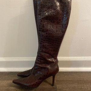 Leather embossed boots